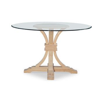 Glass Table W/Euro Ogee Edge, Flair Pedestal Base WH GLASS-48-B/T-12B-30