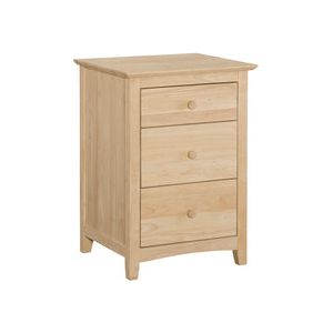 Lancaster 3 Drawer Nightstand W/ Power Strip WH BD-7023N