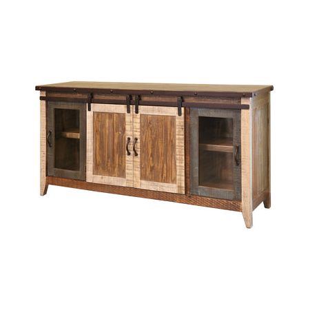 IFD962STAND-70 70" TV Stand w/2 Glass doors w/ 1 middle shelf, 2 Sliding doors, w/2 shelves