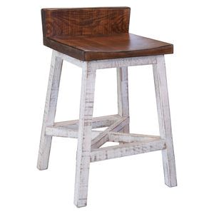 24"Stool-with wooden seat & base-White finish