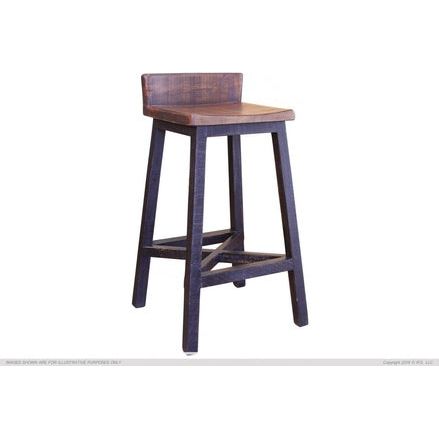IFD370BS30 30” Stool w/Wooden Seat & Base- Black Finish