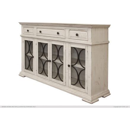 IFD4150CONS Console w/4 Glass Doors & 3 Drawers Ivory