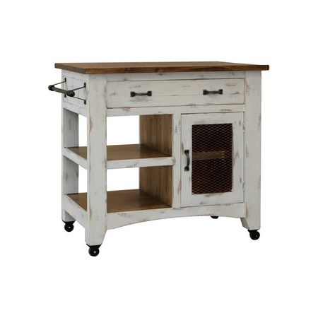 1 Drawer, 1 Mesh Door Kitchen Island - White finish
