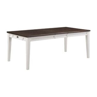 ATEI KS4080 Dining Leg Table w/16"Leaf Dark Oak & White