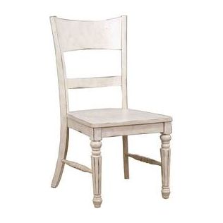 ATEI VE003 Ladder Back Side Chair Antique White & Dark Knotty Oak