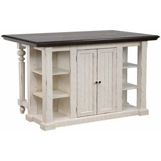 ATEI VE3860 Kitchen Island w/13" Drop Leaf Antique White & Dark Knotty Oak