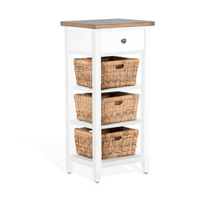 2012WN White & Natural Storage Rack w/ Basket