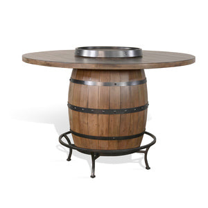 1038BU Round Pub Table w/ Wine Barrel Base