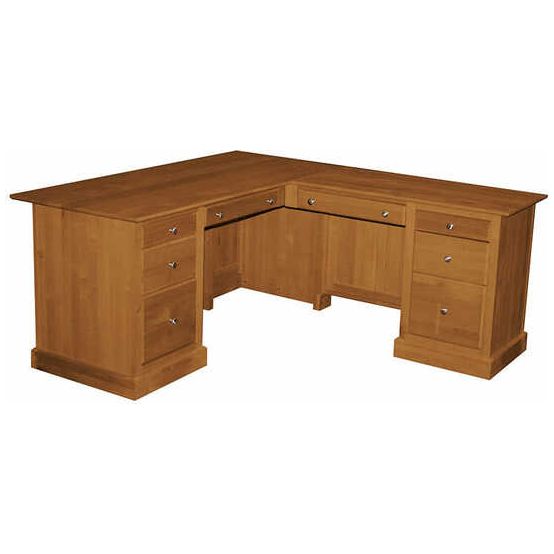 L Shape Desk with Return - Flip Down Drawer Front