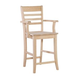 24" Roma Stool W/ Arms WH S-3102AB