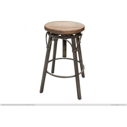 24-30" Adjustable Swivel Stool, Wooden Seat, Straight Leg