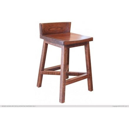 IFD360BS24 24” Stool - w/Wooden Seat & Base- Brown Finish