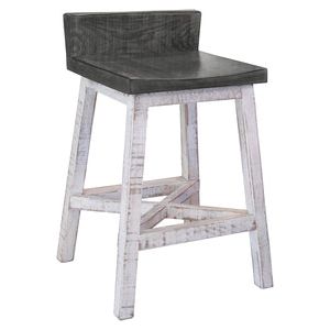 IFD470BS24 24” Stool -w/Wooden Seat & Base- Stone Finish