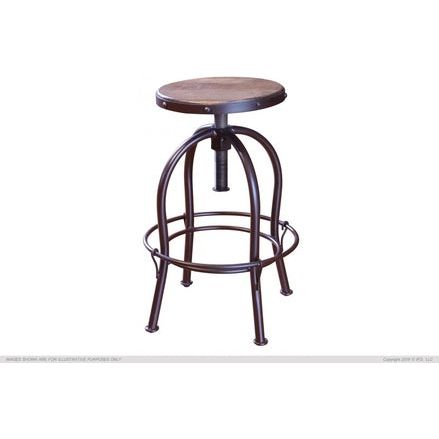 IFD963BS2430 24-30" Adjustable Height Swivel Stool, Wooden Seat, Curved Leg