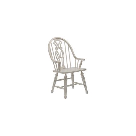ATEI VE002 Windsor Arm Chair Antique White & Dark Knotty Oak