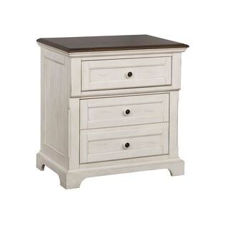 ATEI VE2818 Night Stand Antique White & Dark Knotty Oak