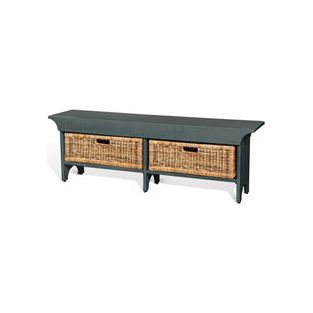 2025LB-S 55"W Short Bench w/ 2-Rattan Baskets