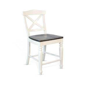 1666EC-24 24"H Carriage House Crossback Barstool, Wood Seat