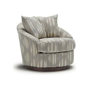 2928 W Swivel Barrel Chair With Wood Base