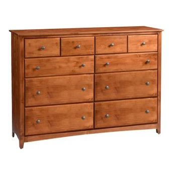 Shaker 10 Drawer Dresser - 4 Deep Drawers